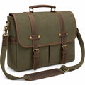 Khaki Laptoptasche Messenger Bag 15 Zoll mit Lederakzenten