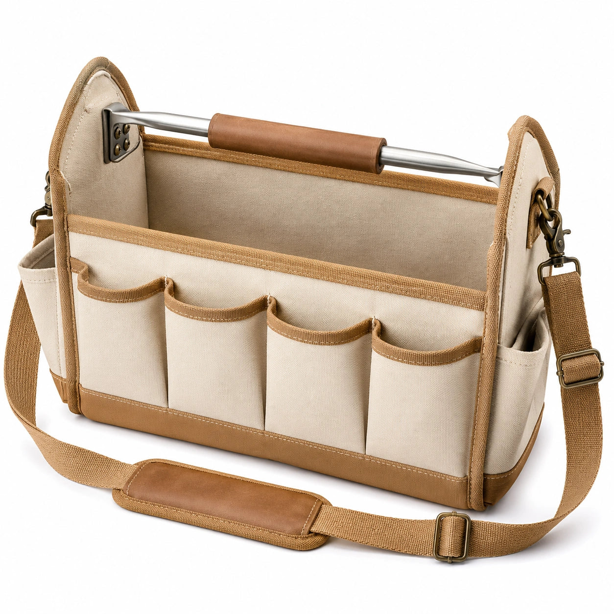 Werkzeugtasche mit Schultergurt Beige/Braun
