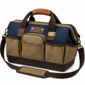 Robuste Canvas Werkzeugtasche Dunkelblau/Khaki mit Verstellbarem Schultergurt