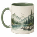 Keramikbecher mit Landschaftsmotiv, 380 ml, Grün/Creme