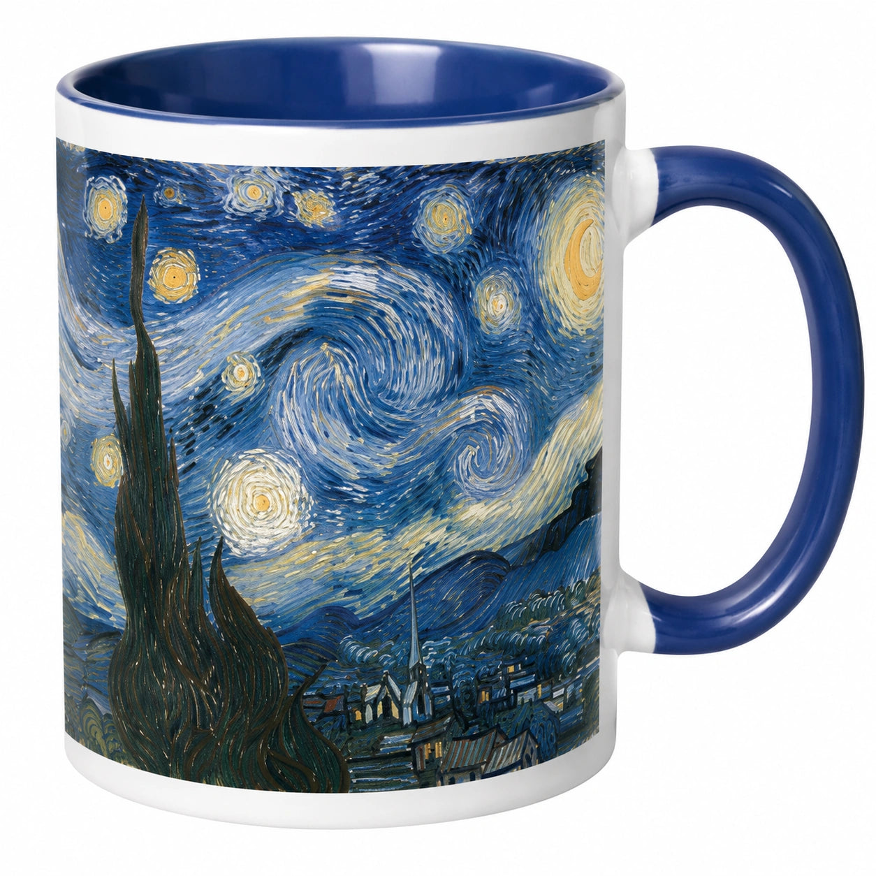 Keramiktasse mit Sternennacht-Motiv, Blau 350ml