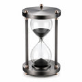 30-Minuten-Sanduhr mit schwarzem Sand und Metallrahmen