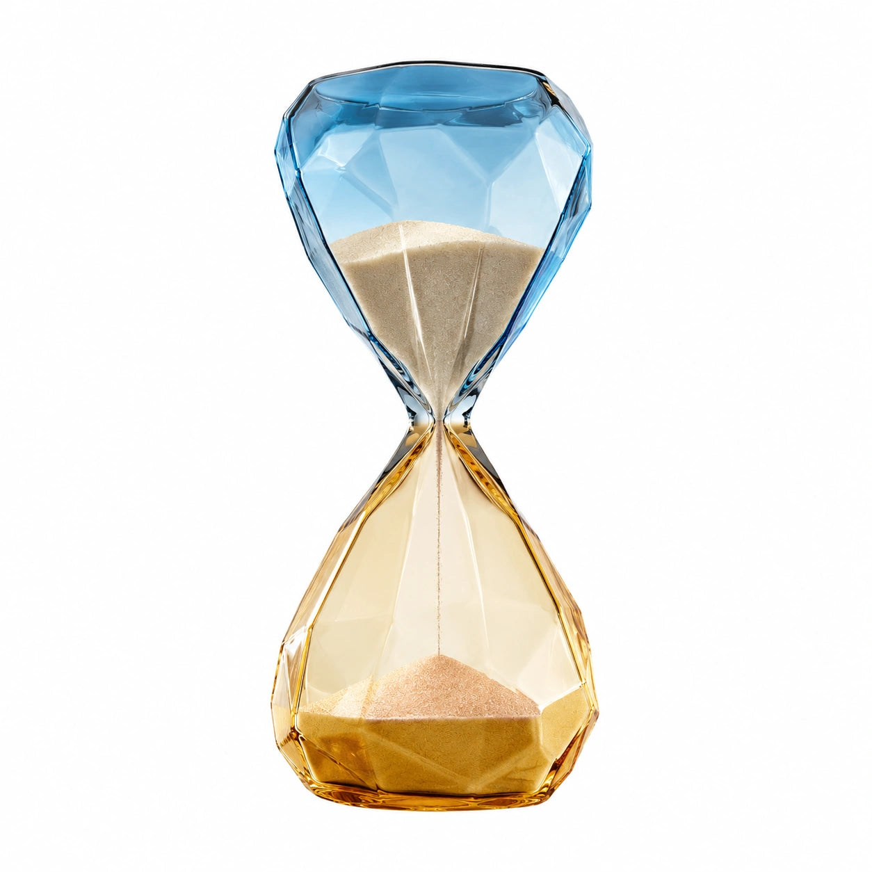 Glas Sanduhr Dekoration in Blau und Gelb
