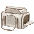 Faltbare Haustiertragetasche Beige mit Netzfenstern