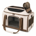 Tragbare Haustiertasche mit Netzbelüftung, Beige/Braun, 45x30x35cm