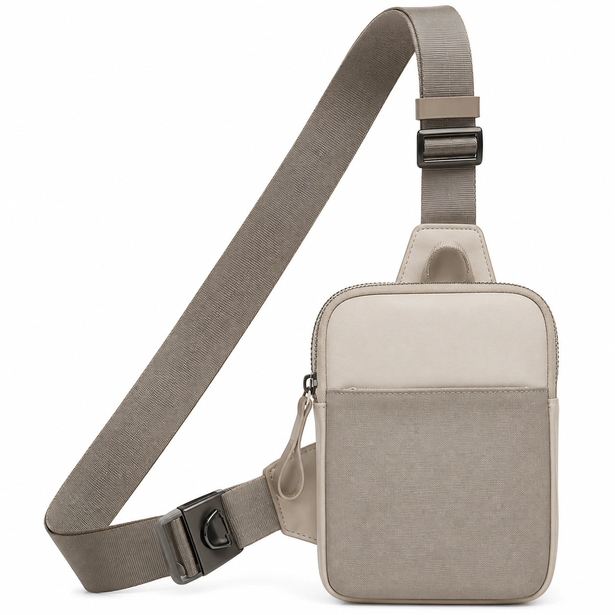 Beige Unisex Umhängetasche mit Verstellbarem Gurt und Klaren Linien